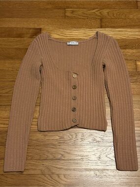 Vintage Bebe Peach Ribbed Wool Blend Cardigan Sweater